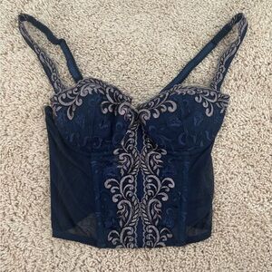 Vintage blue lace corset top